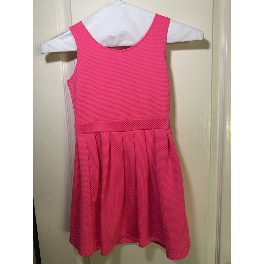 Poof! Girls Size Small Hot Pink Textured Fit & Flare Party Dress Sleeveless Fun